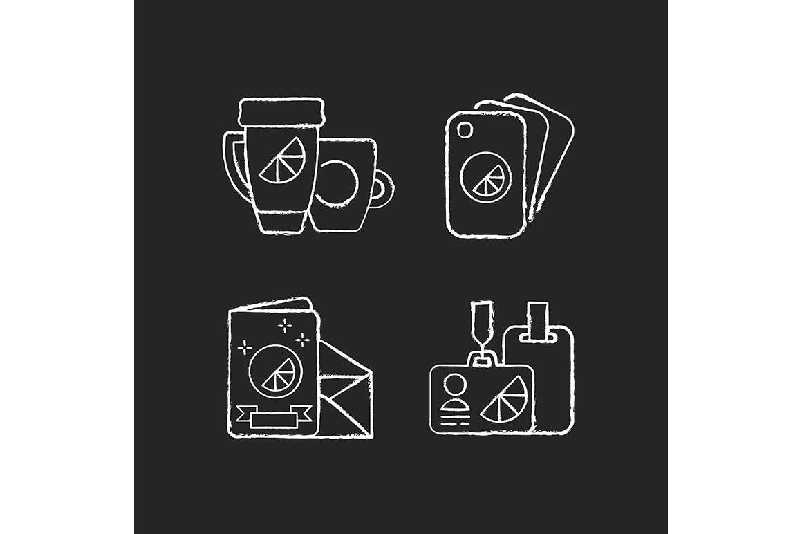 Company branding materials icons set cover image.