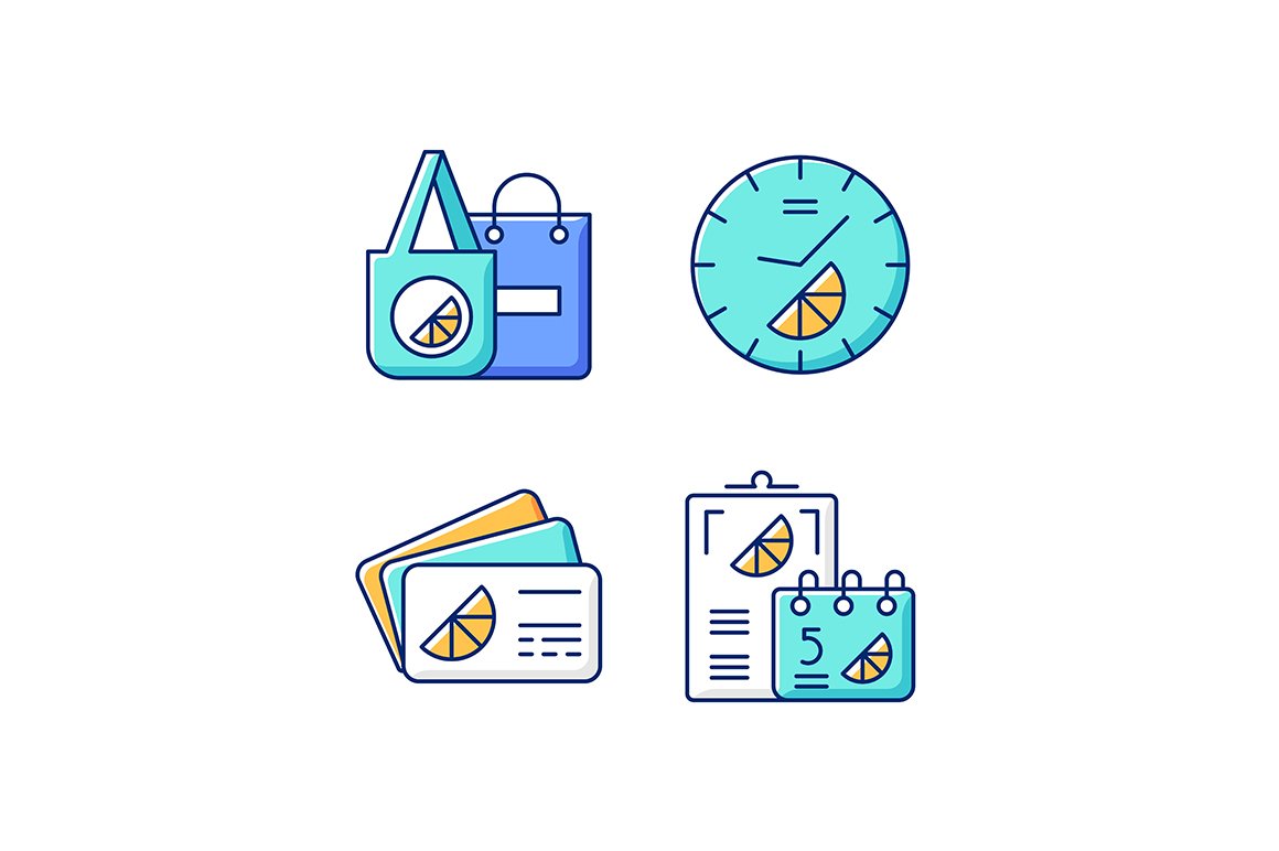 Company branding materials icons set cover image.