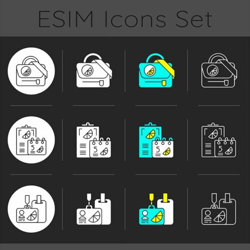 Company branding materials icons set cover image.