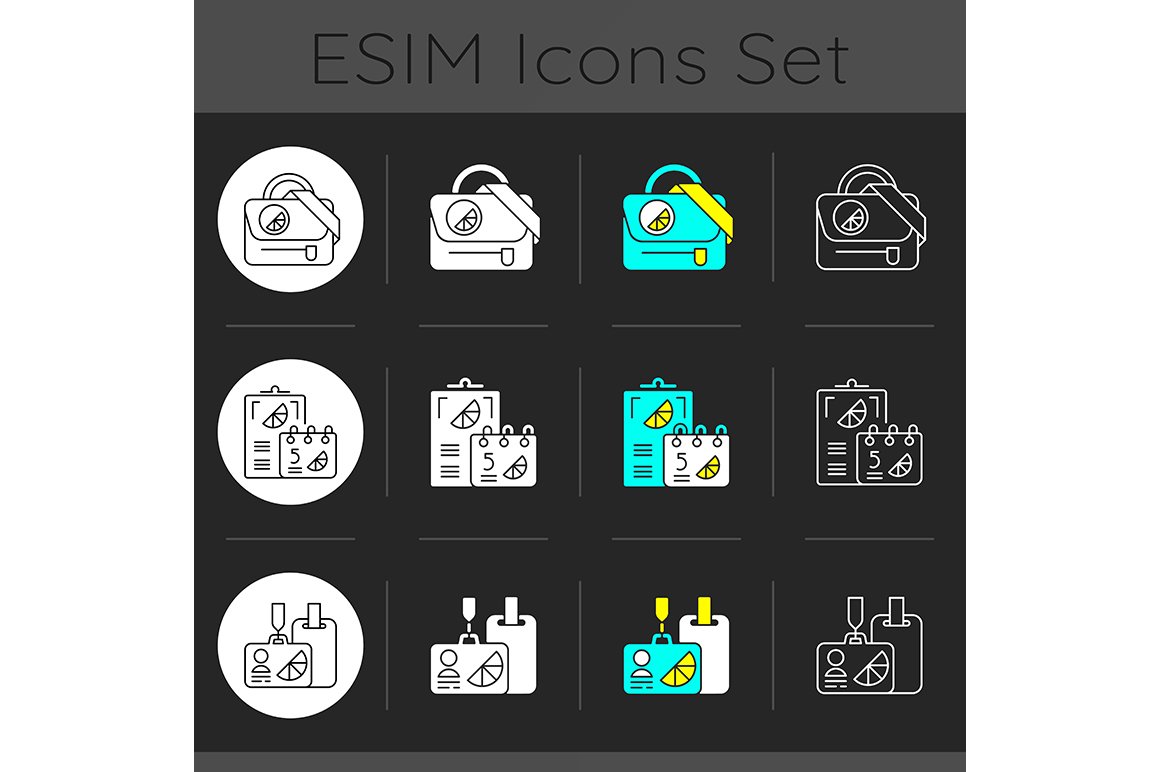 Company branding materials icons set cover image.