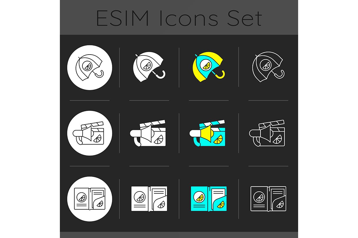 Company branding materials icons set cover image.