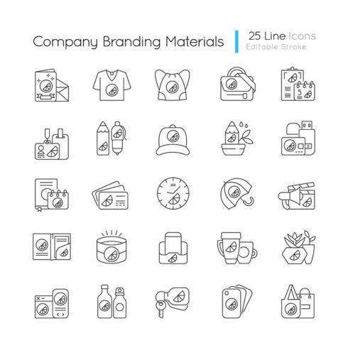 Company branding materials icons set cover image.