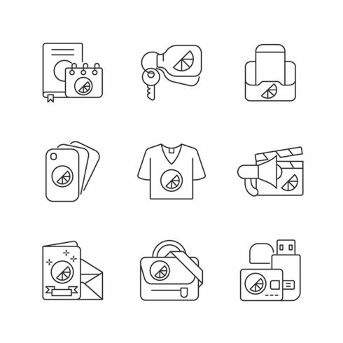 Company branding materials icons set cover image.