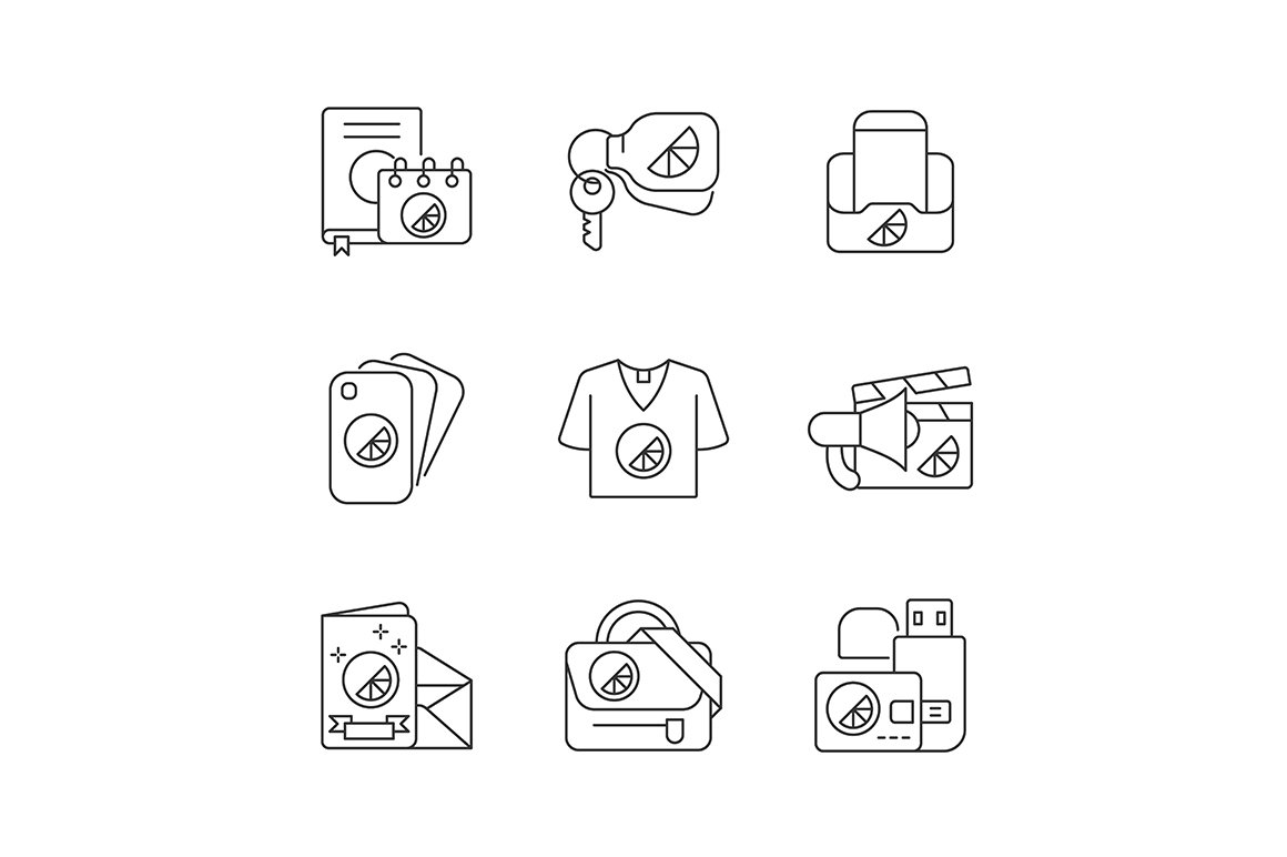 Company branding materials icons set cover image.