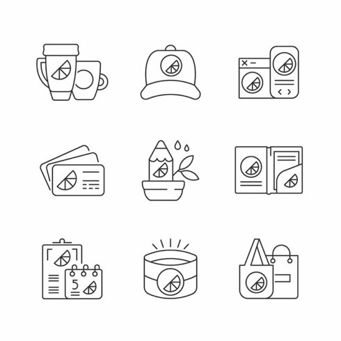 Company branding materials icons set cover image.