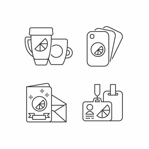 Company branding materials icons set cover image.