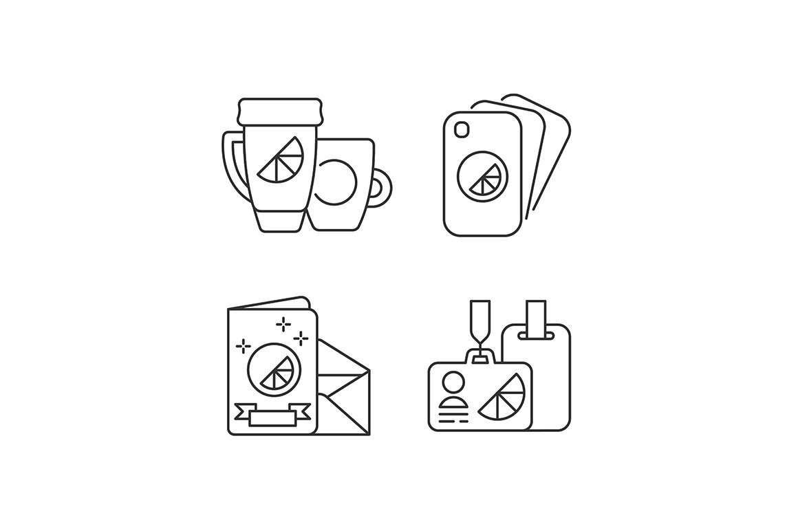 Company branding materials icons set cover image.