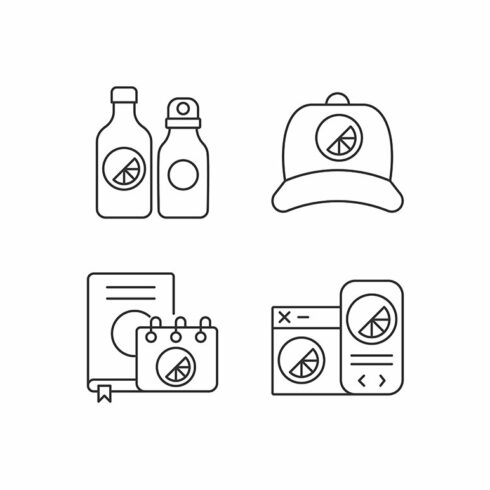 Company branding materials icons set cover image.