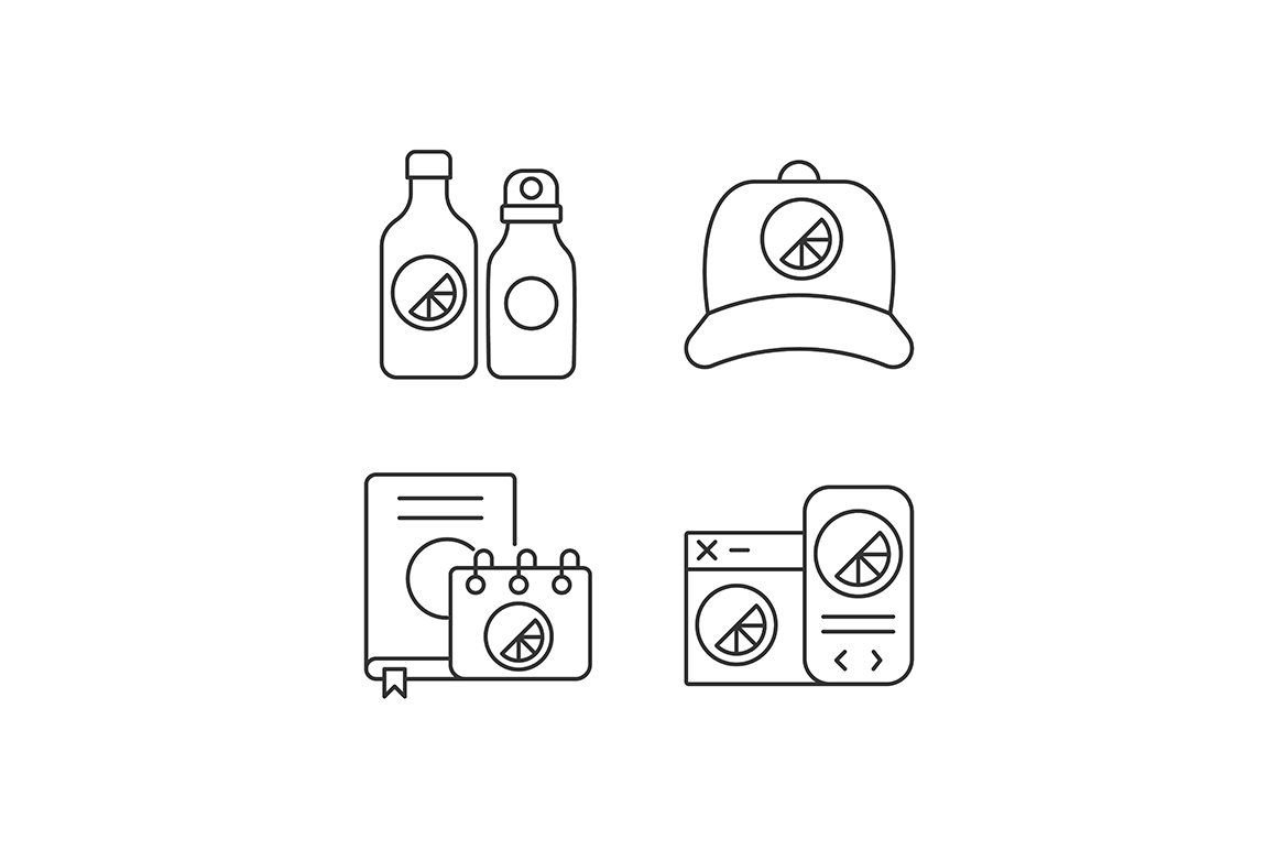 Company branding materials icons set cover image.