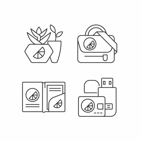 Company branding materials icons set cover image.