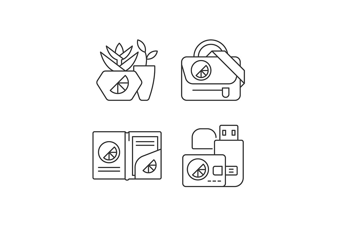 Company branding materials icons set cover image.