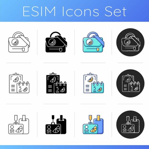 Company branding materials icons set cover image.