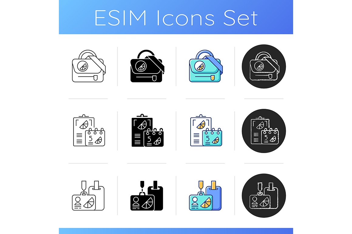 Company branding materials icons set cover image.