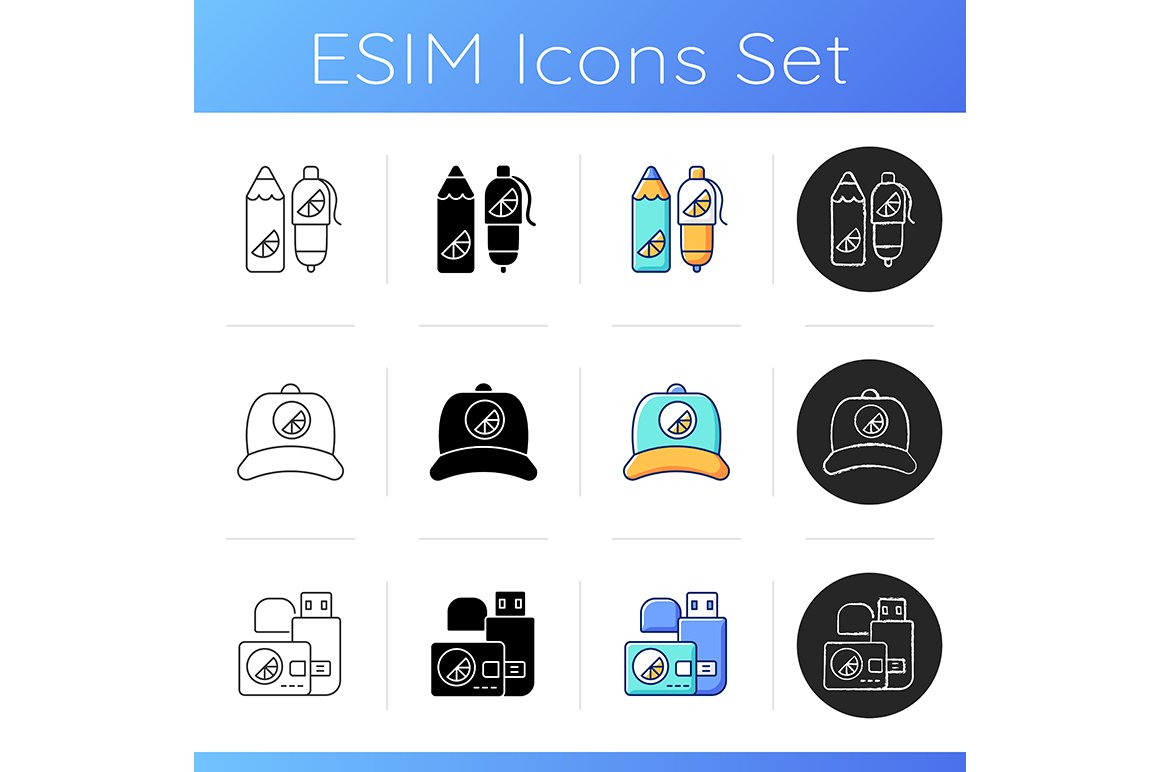 Company branding materials icons set cover image.