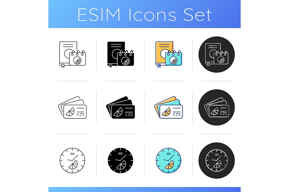 Company branding materials icons set cover image.