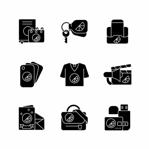 Company branding materials icons set cover image.