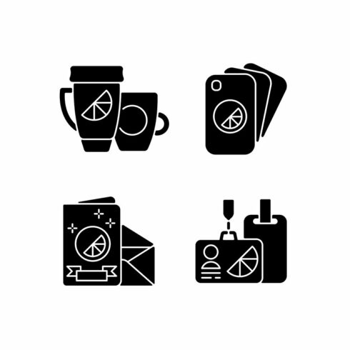 Company branding materials icons set cover image.