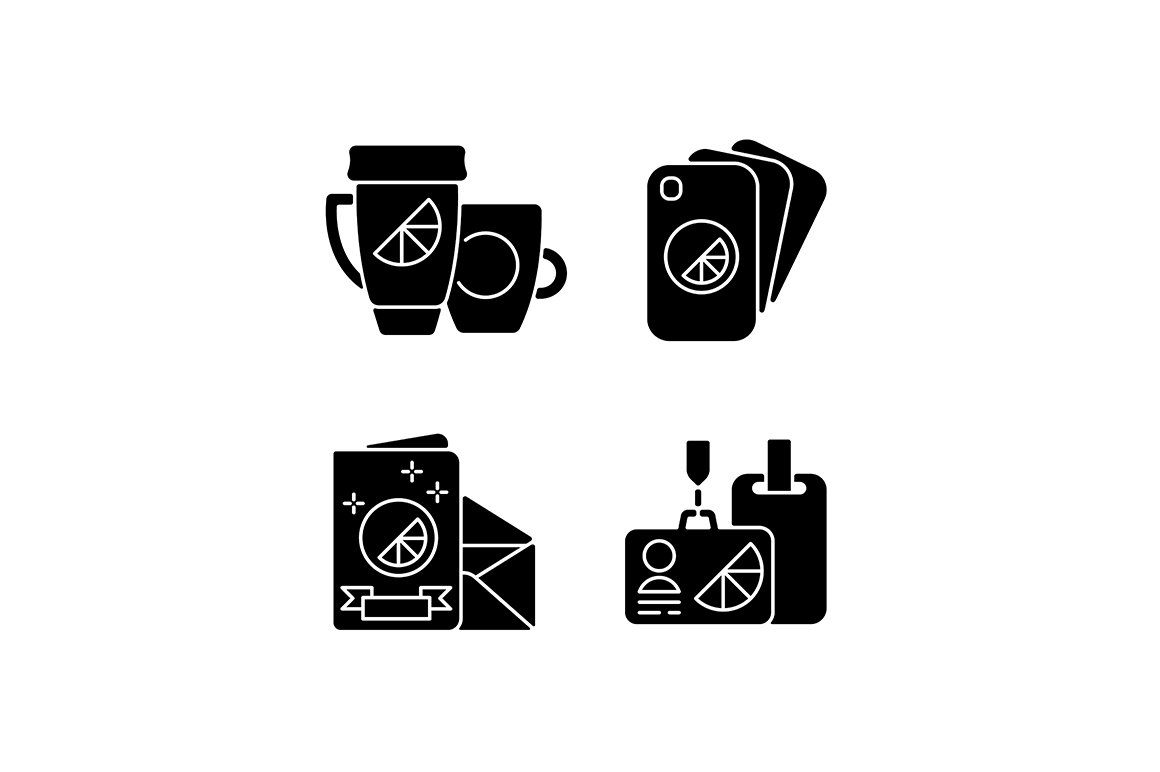 Company branding materials icons set cover image.