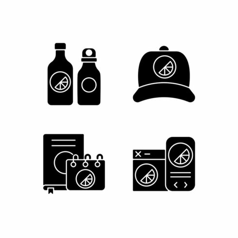 Company branding materials icons set cover image.