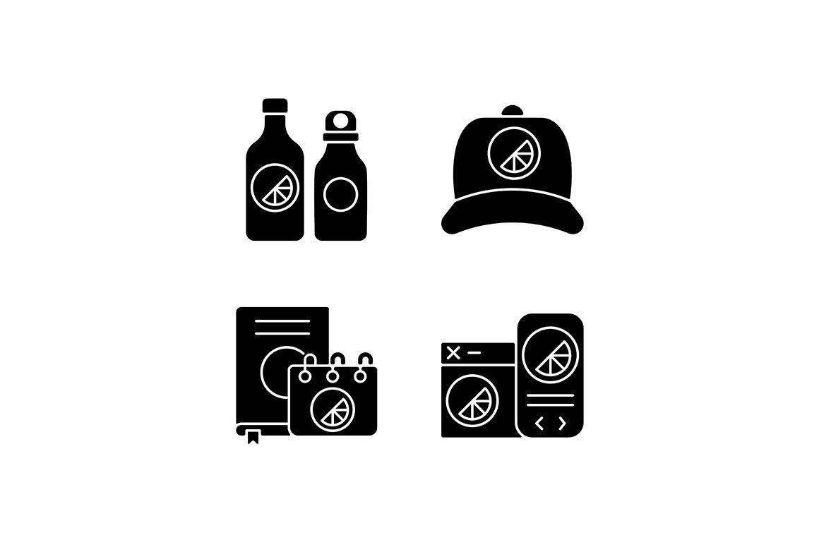 Company branding materials icons set cover image.