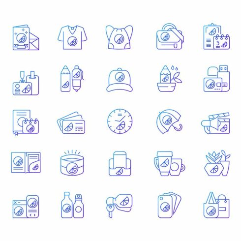 Company branding materials icons set cover image.