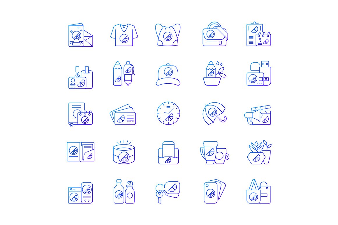 Company branding materials icons set cover image.