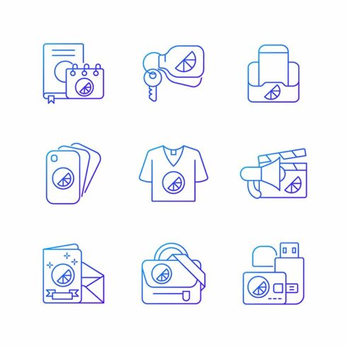 Company branding materials icons set cover image.