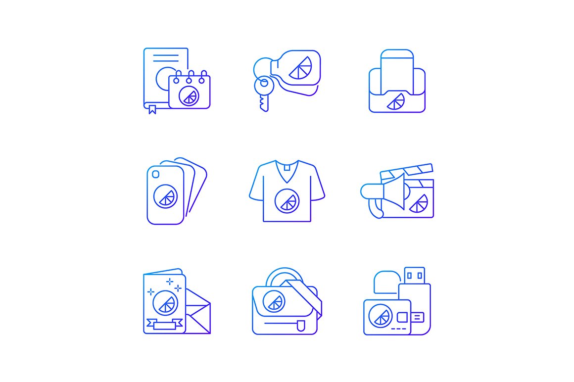 Company branding materials icons set cover image.