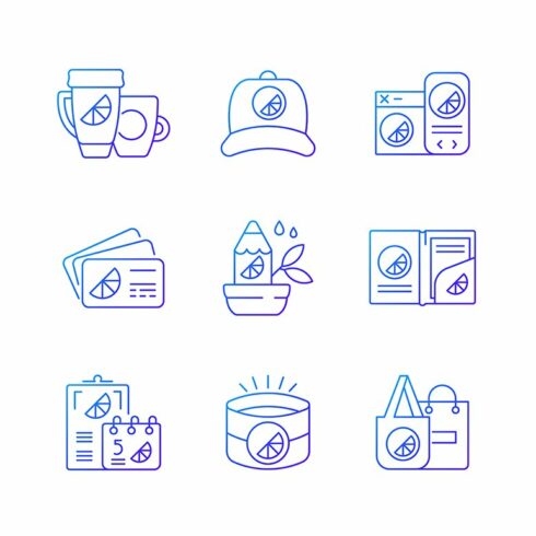 Company branding materials icons set cover image.