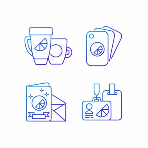 Company branding materials icons set cover image.