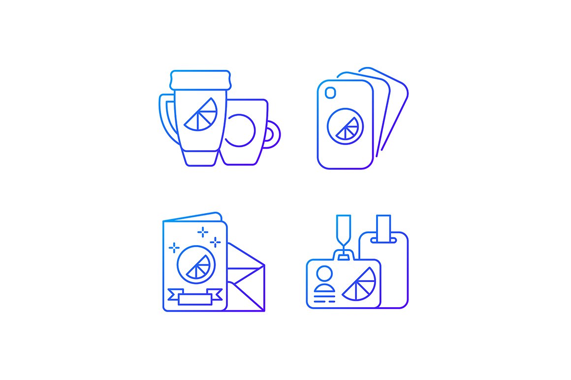 Company branding materials icons set cover image.