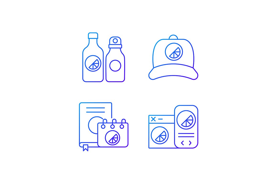 Company branding materials icons set cover image.