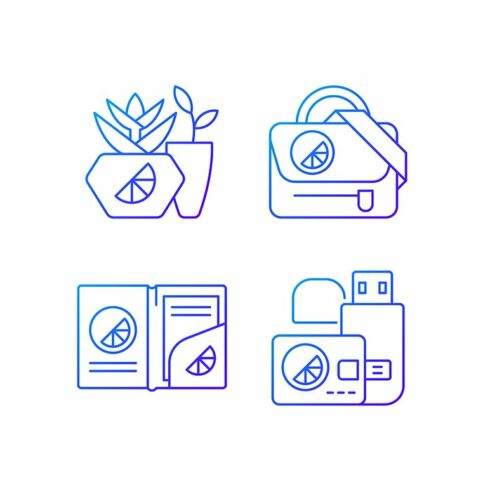 Company branding materials icons set cover image.