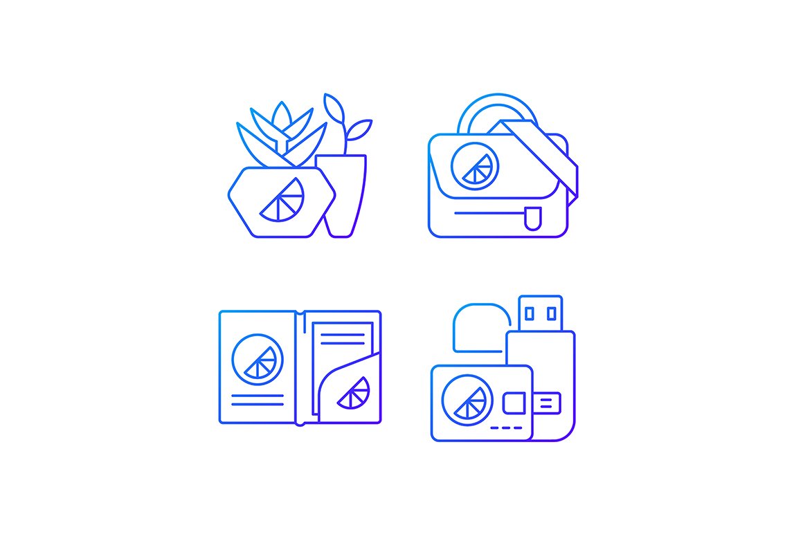 Company branding materials icons set cover image.