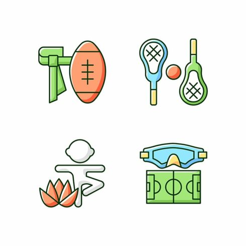 Summer camp activities color icons cover image.
