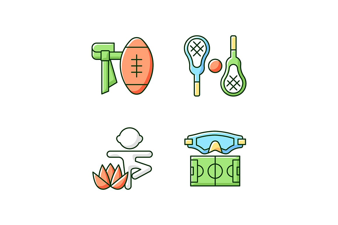 Summer camp activities color icons cover image.