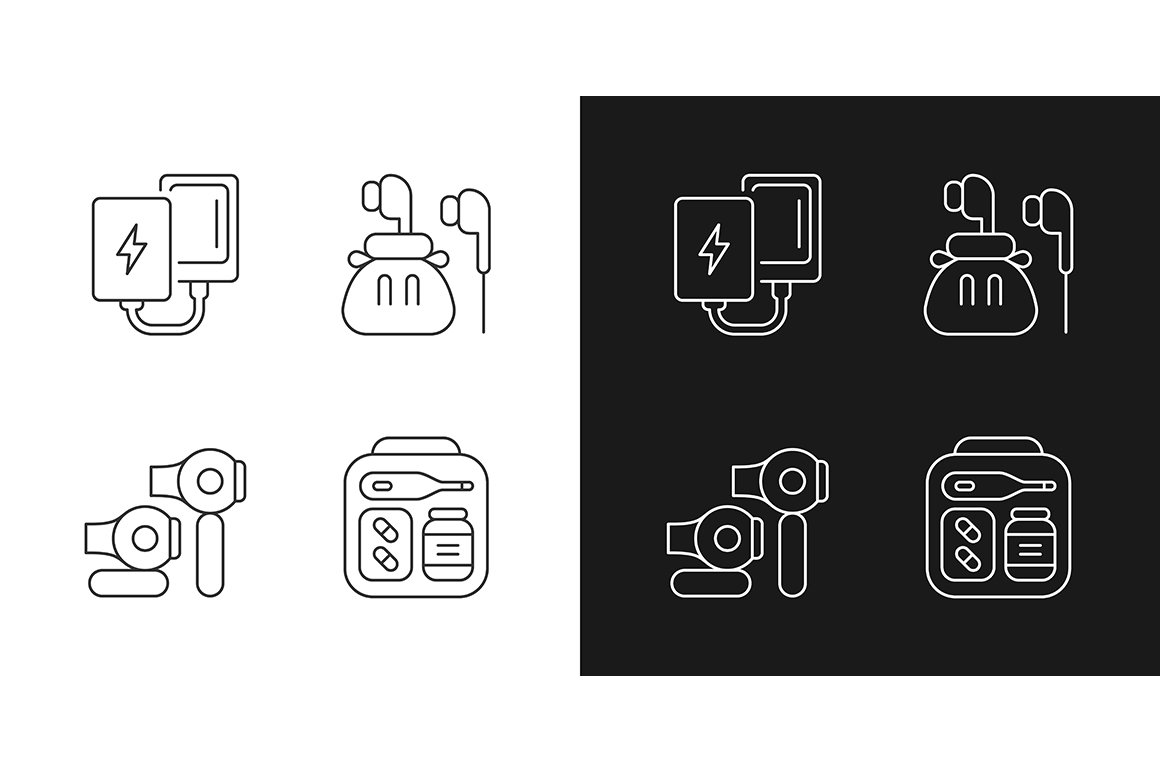 Traveller luggage linear icons set cover image.