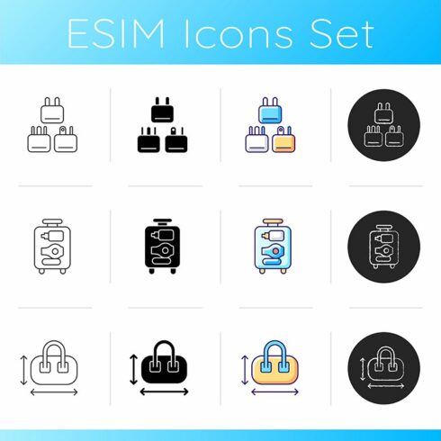 Travel size objects icons set cover image.