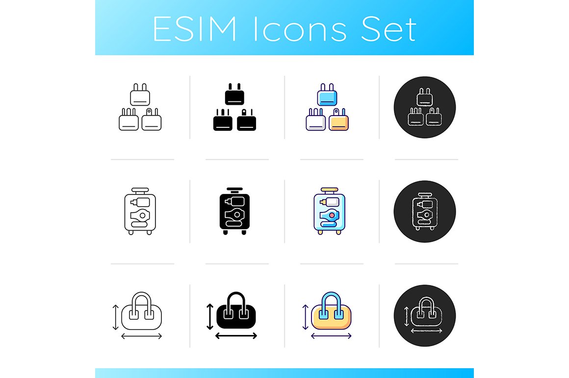 Travel size objects icons set cover image.