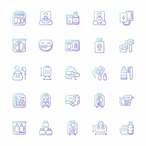 Travel size objects gradient icons cover image.