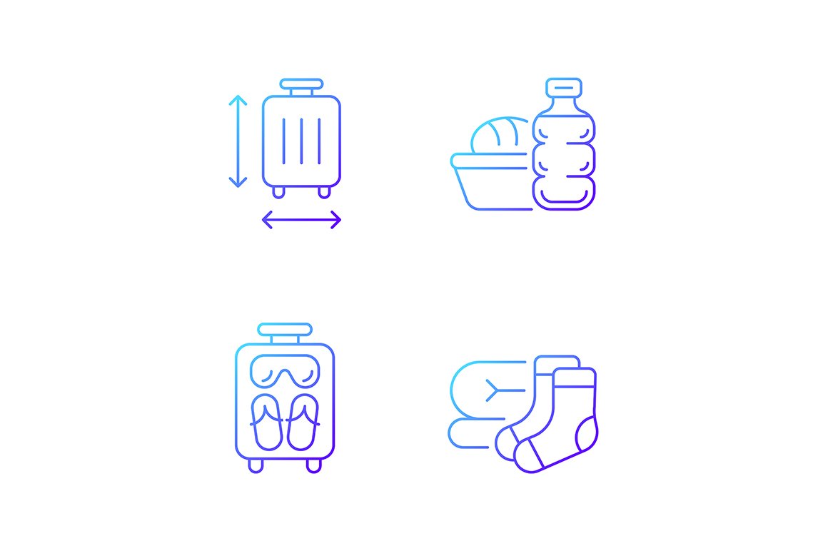 Airplane travel essential pack icons cover image.