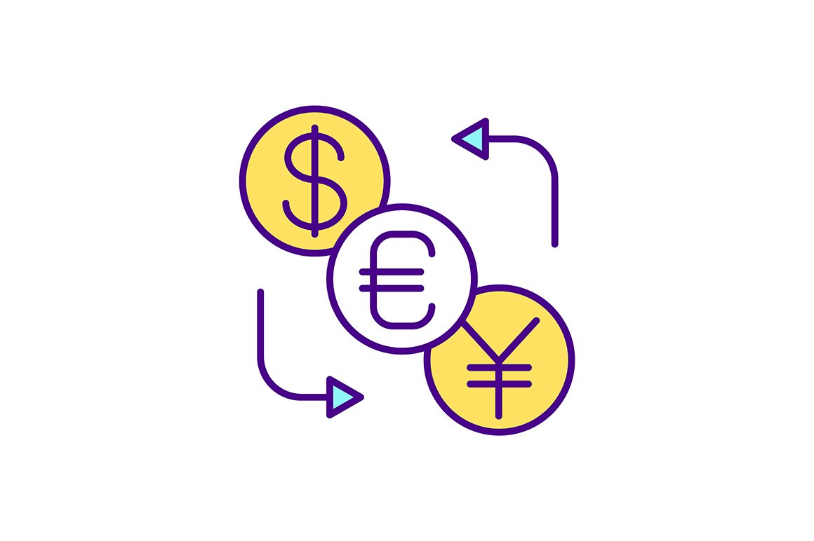 Currency conversion RGB color icon cover image.