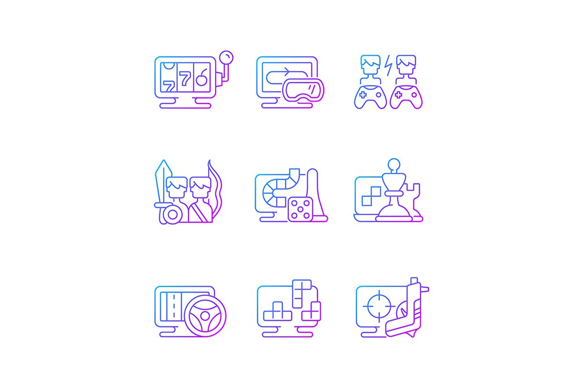 Online gameplay icons set cover image.