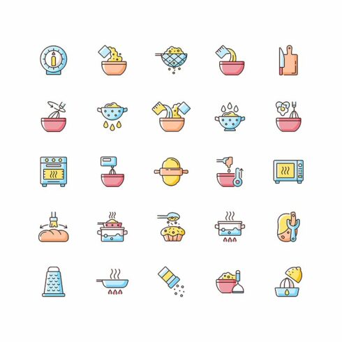 Cooking instruction icons set cover image.