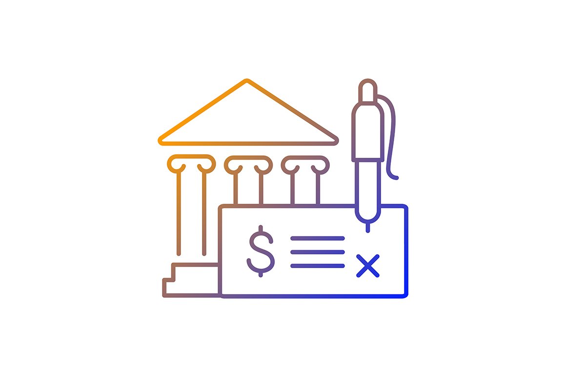 Bank draft gradient linear icon cover image.