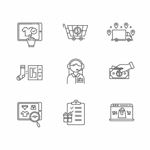 E commerce linear icons set cover image.