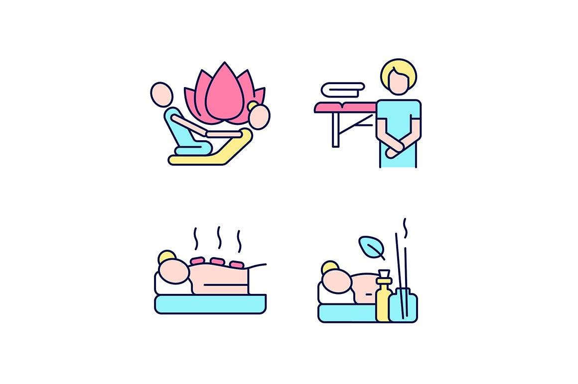 Beauty procedures RGB color icons cover image.
