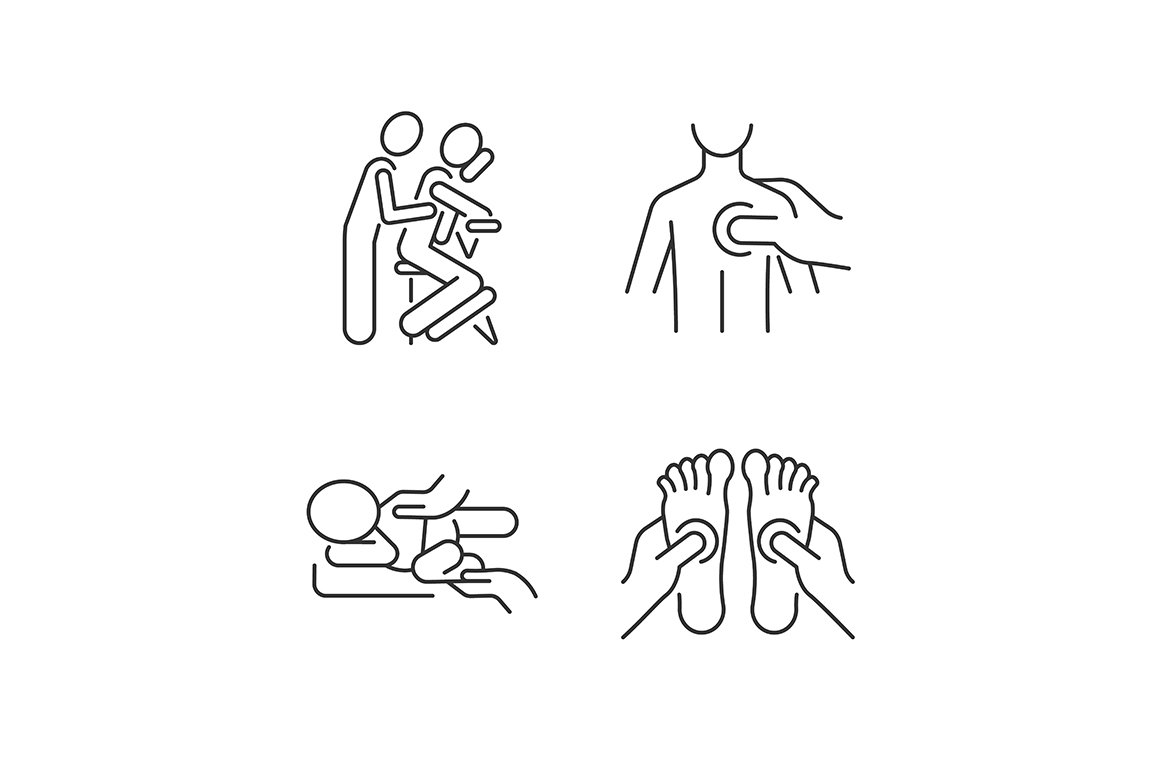 Massage therapy techniques icons cover image.