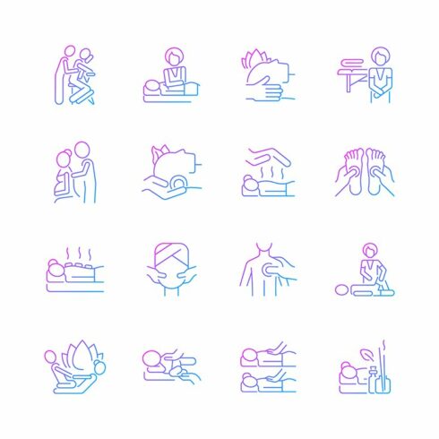 Massage types gradient icons set cover image.