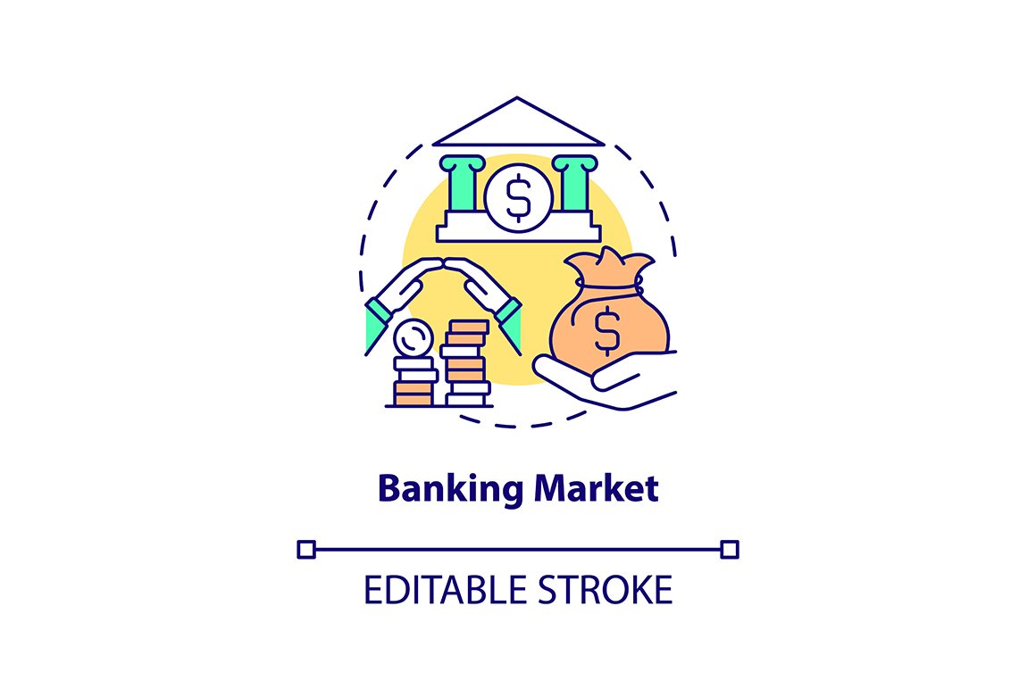Banking market concept icon cover image.